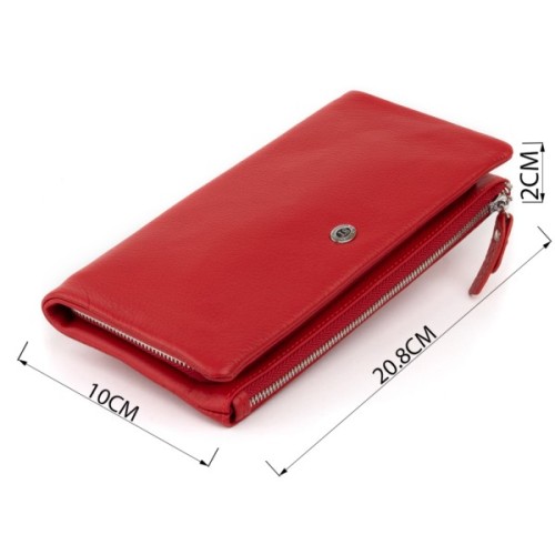 Гаманець ST Leather Зі шкіри з кишенею для мобільного Червоний (19315)