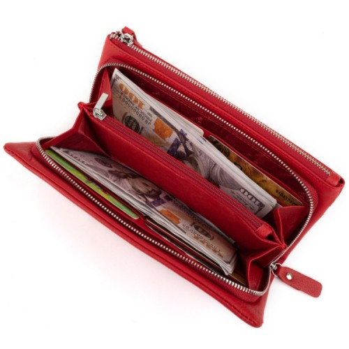 Гаманець ST Leather Зі шкіри з кишенею для мобільного Червоний (19315)