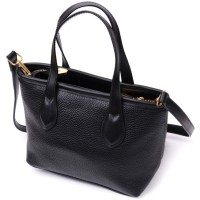 Сумка Vintage Містка з двома ручками з натуральної шкіри Чорна (22286)