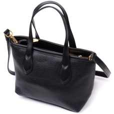 Сумка Vintage Містка з двома ручками з натуральної шкіри Чорна (22286)