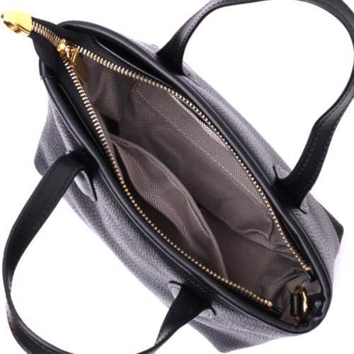 Сумка Vintage Містка з двома ручками з натуральної шкіри Чорна (22286)