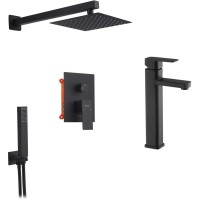 Душовий гарнітур Kroner Kubus-SCH082 + змішувач Edelstahl Kubus-SCH010-3 (CVS30178)