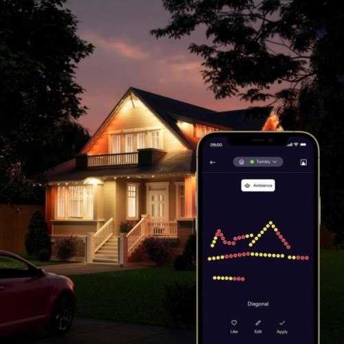 Гірлянда Twinkly Smart LED Permanent Light 72 RGB LED String, White Wire, Plug F, IP65 (TWPL072STP-TEU)