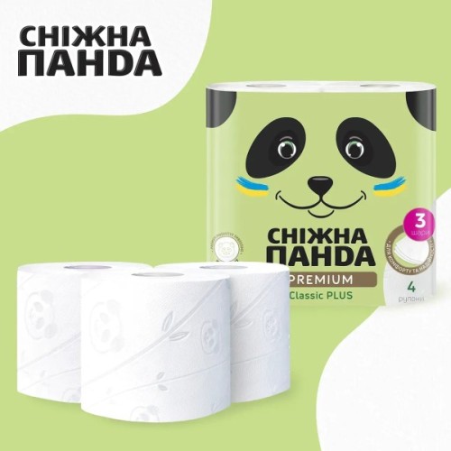 Туалетний папір Сніжна Панда Premium Classic Plus 3 шари 4 рулони (4820183972828)