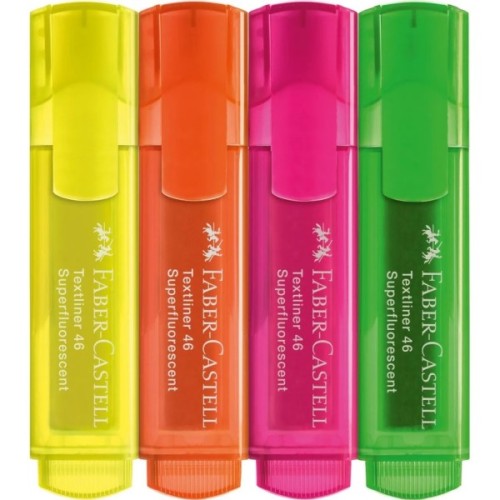 Набір маркерів Faber-Castell текстових Textmarker 46 Superfluorescent, 4 кольори в картонній коробці (32578)