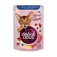 Вологий корм для кішок Delickcious Пластівці з кроликом та тропічними фруктами у вершковому соусі 80 г (4820269141841)