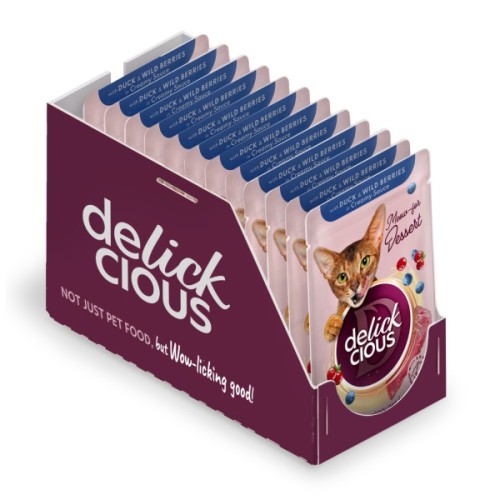 Вологий корм для кішок Delickcious Пластівці з кроликом та тропічними фруктами у вершковому соусі 80 г (4820269141841)