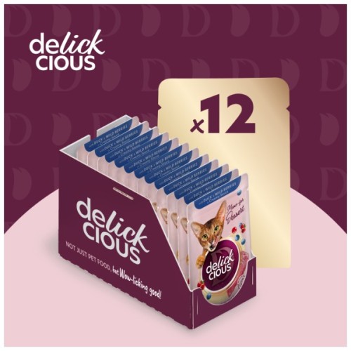 Вологий корм для кішок Delickcious Пластівці з кроликом та тропічними фруктами у вершковому соусі 80 г (4820269141841)