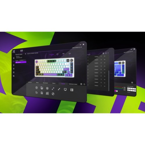 Клавіатура Hator Hellyberry HK60 Mechanical Linear RGB Wireless/Bluetooth/USB UA White/Violet (HK60_wireless)