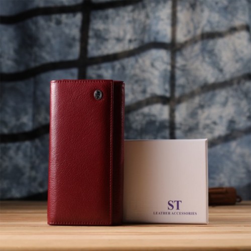 Гаманець ST Leather З натуральної шкіри Бордовий (23113)