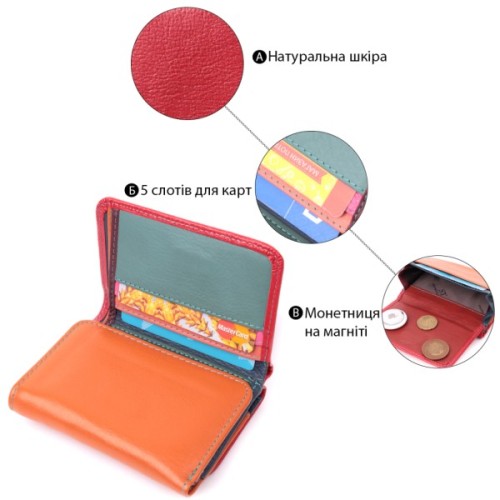Гаманець ST Leather З натуральної шкіри Різнокольоровий (22498)