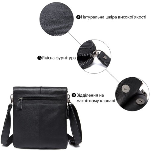 Сумка Vintage Шкіряна Чорна (14884)