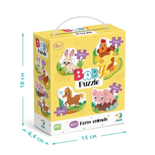 Пазл DoDo 4 в 1 Baby puzzle. Сільські тварини (300686)