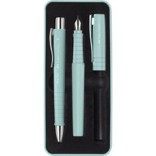 Ручка кулькова Faber-Castell набір ручок POLY Ball Set в металевому пеналі (перо + кульк. ручка), колір корпусу бірюзовий (32959)
