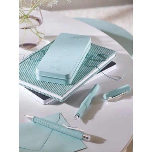 Ручка кулькова Faber-Castell набір ручок POLY Ball Set в металевому пеналі (перо + кульк. ручка), колір корпусу бірюзовий (32959)