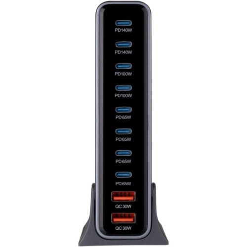 Зарядний пристрій XoKo 8xUSB-C PD 65 - 140W + 2xUSB QC30W GaN3 800W (XK-QC-800)