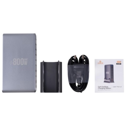 Зарядний пристрій XoKo 8xUSB-C PD 65 - 140W + 2xUSB QC30W GaN3 800W (XK-QC-800)