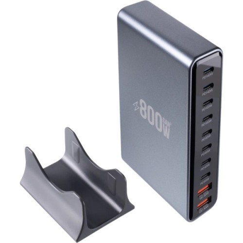 Зарядний пристрій XoKo 8xUSB-C PD 65 - 140W + 2xUSB QC30W GaN3 800W (XK-QC-800)
