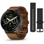 Смарт-годинник Garmin Venu 4 (45mm), Black w/ Slate + Leather, GPS смарт-годинник (010-03014-03)