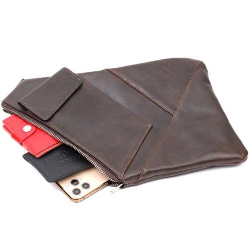 Сумка Grande Pelle Чоловіча на плече з натуральної шкіри Коричнева (11669)