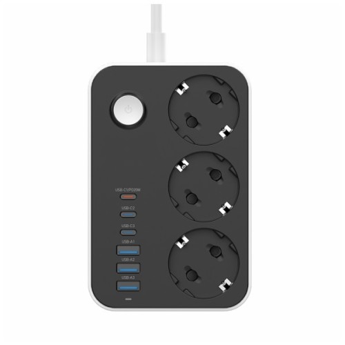 Мережевий фільтр живлення ColorWay CW-CHE36PDB, 3 розетки/ 3USB + 3TYPE-C 2M (CW-CHE36PDB)