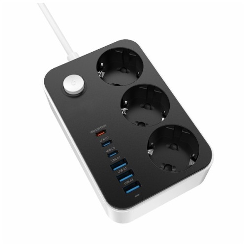 Мережевий фільтр живлення ColorWay CW-CHE36PDB, 3 розетки/ 3USB + 3TYPE-C 2M (CW-CHE36PDB)