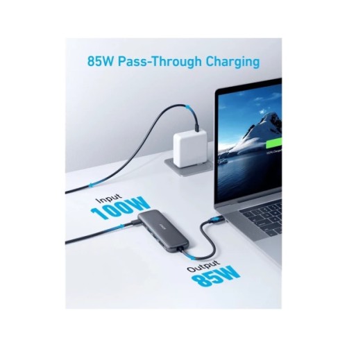 Концентратор Anker USB-C 5-in-1 2xUSB-A + USB-C 5Gbps + HDMI 4K + USB-C PD in 100W black (A8355H11)