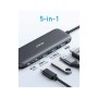 Концентратор Anker USB-C 5-in-1 2xUSB-A + USB-C 5Gbps + HDMI 4K + USB-C PD in 100W black (A8355H11)