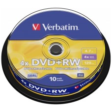 Диск DVD Verbatim 4.7Gb 4x CakeBox 10 шт silver (43488)