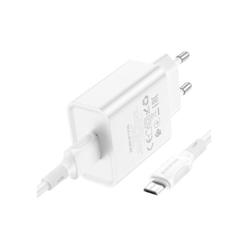 Зарядний пристрій BOROFONE BA74A Aspirer USB + cable USB to Micro 5P White (6974443388664)