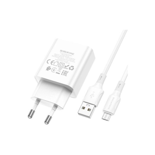 Зарядний пристрій BOROFONE BA74A Aspirer USB + cable USB to Micro 5P White (6974443388664)