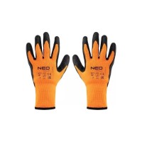 Захисні рукавиці Neo Tools латексне покриття, поліестер, р.10, помаранчево чорні (97-612-10)