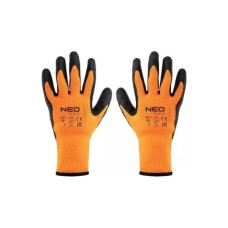 Захисні рукавиці Neo Tools латексне покриття, поліестер, р.10, помаранчево чорні (97-612-10)