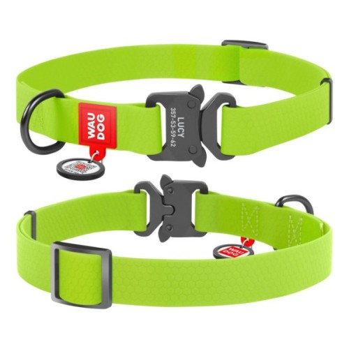 Нашийник для тварин WAUDOG Waterproof з QR паспортом XL Ш 25 мм Д 35-58 см(салатовий) (27845)