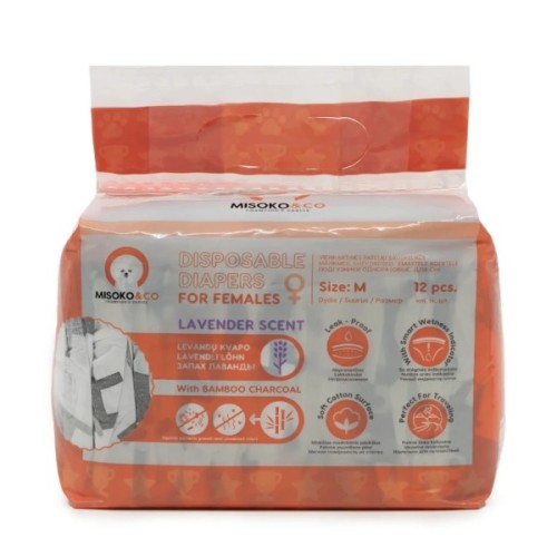 Підгузки для тварин MISOKO&CO для собак-сук з вугіллям, індикатором вологості M (SHAMSK63053)