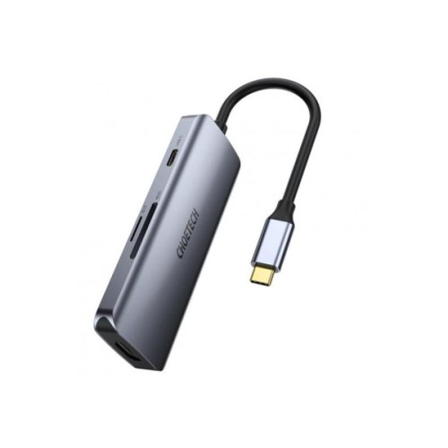 Концентратор Choetech USB-C 7-in-1 3хUSB 3.0+USB-C PD100W+HDMI 4K 30HZ+SD/TF USB3.1 (HUB-M19-GY)