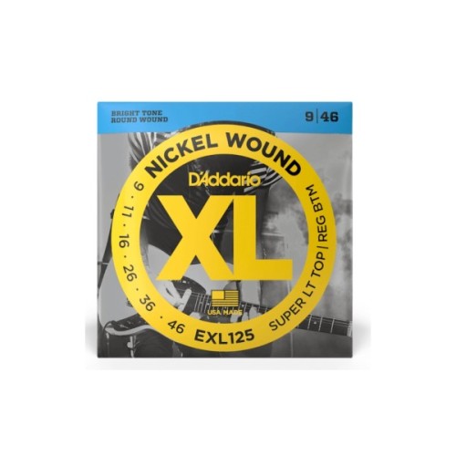 Струни для гітари D'Addario XL Nickel Wound Super Light Top / Regular Bottom (09-46) (EXL125)