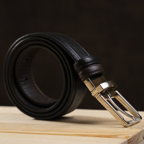 Ремінь Grande Pelle Брючний двосторонній Коричневий та Чорний (11155)