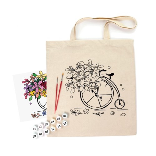 Набір для творчості Rosa екосумка-розмальовка, Квітковий велосипед 38х42см (4823098538448)