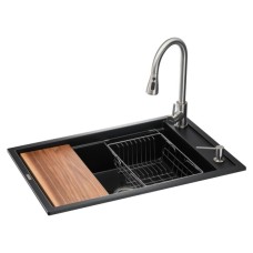 Мийка кухонна GRANADO Basic Artes black shine (+ змішувач Campo LUX inox + дозатор Redondo inox + коши (ksg1101)