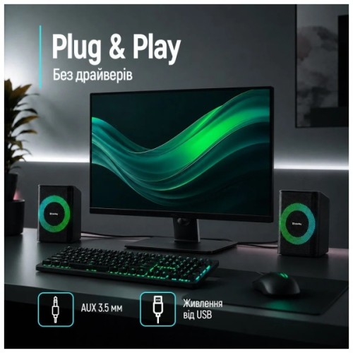 Акустична система ColorWay PulseRing 2.0 RGB USB Black (CW-SPU04BK)