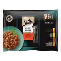 Вологий корм для кішок Sheba м'ясне асорті в соусі 4х85 г (4770608257385)