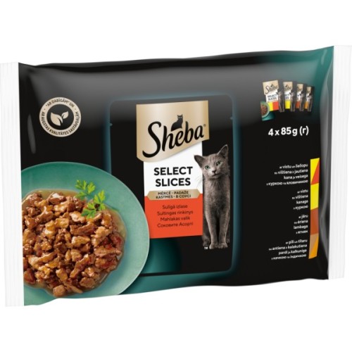 Вологий корм для кішок Sheba м'ясне асорті в соусі 4х85 г (4770608257385)
