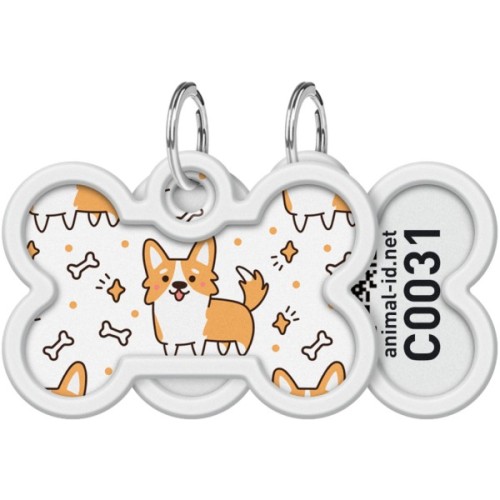 Адресник для тварин WAUDOG Smart ID з QR паспортом "Корги", кістка 40х28 мм (0640-0212)
