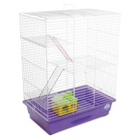Клітка для гризунів Природа "Нюра" 45x27x59 см з будиночком біла/фіолетова (4823082415236)