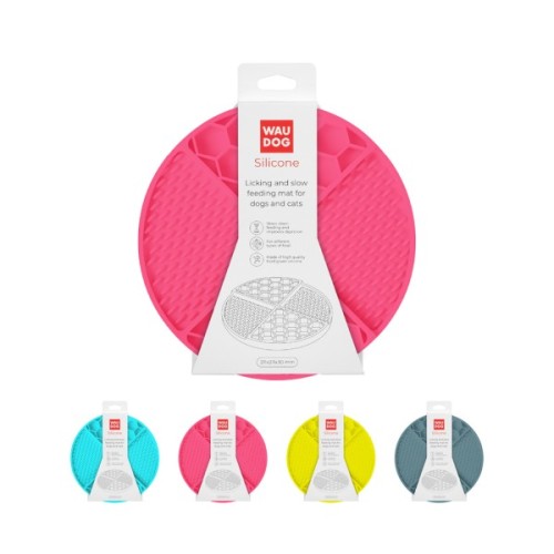 Універсальний посуд для тварин WAUDOG Silicone Килимок для злизування 21х21х3 см рожевий (23507)