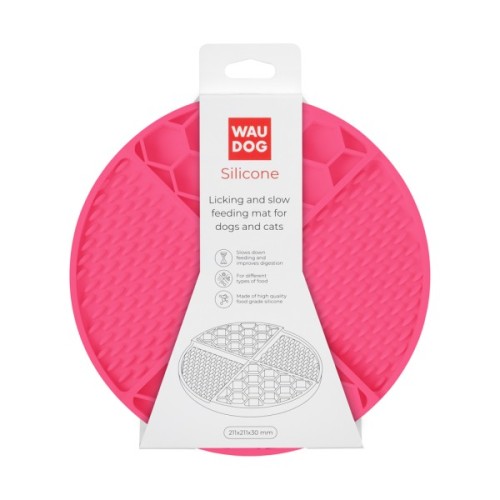 Універсальний посуд для тварин WAUDOG Silicone Килимок для злизування 21х21х3 см рожевий (23507)