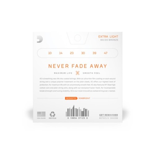 Струни для гітари D'Addario XS 80/20 Bronze Extra Light (10-47) (XSABR1047)