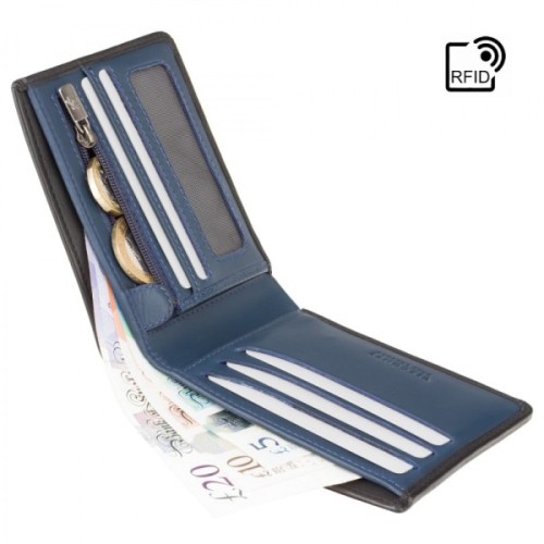 Гаманець Visconti VSL33 TAP-N-GO з RFID Black-Steel Blue (VSL33 BK/ST BL)