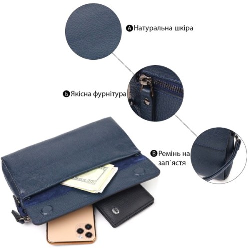 Сумка Canpellini З натуральної шкіри Синя (21550)